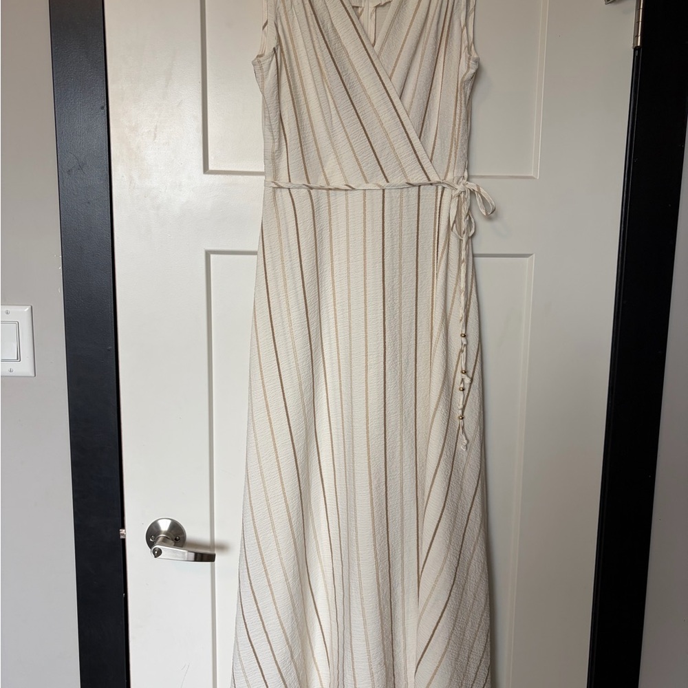 Calvin Klein Cream and Brown Maxi Dress
